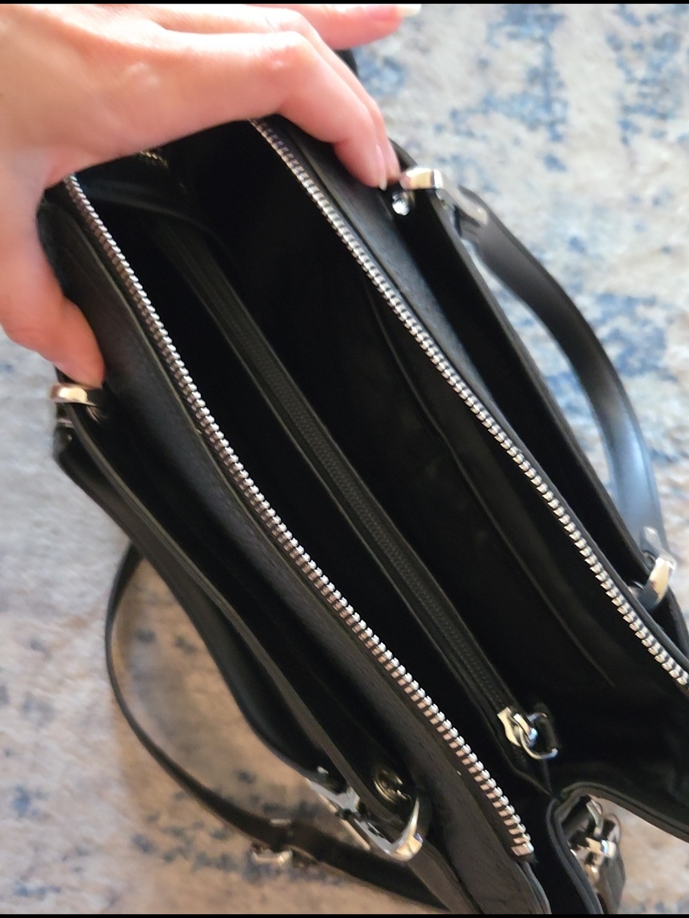 Calvin Klein Black Pebbled Leather Top-Handle Garnet Satchel w/ Crossbody Strap - Picture 6 of 6